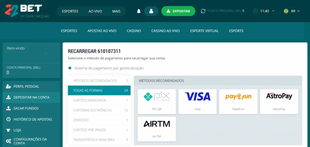 22Bet Taxa e Prazos