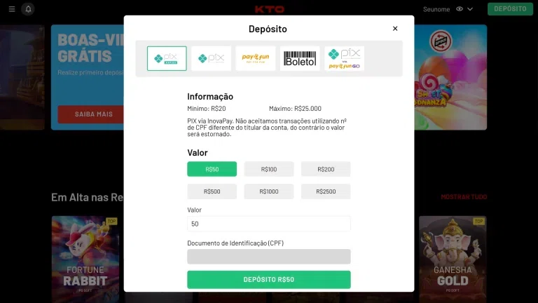 Fortune Tiger Primeiro Deposito
